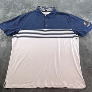 AndersonOrd Men Large Navy Blue White Bali Hai Performance Golf Polo Shirt